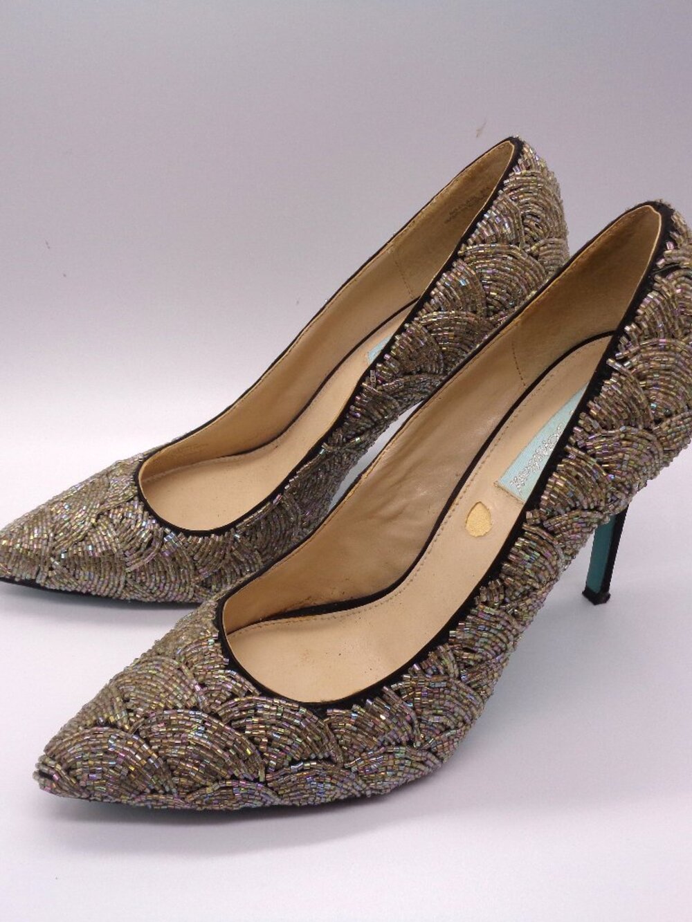 Blue by Betsey Johnson SB Clair Silver Beaded Pumps - Sz. 8